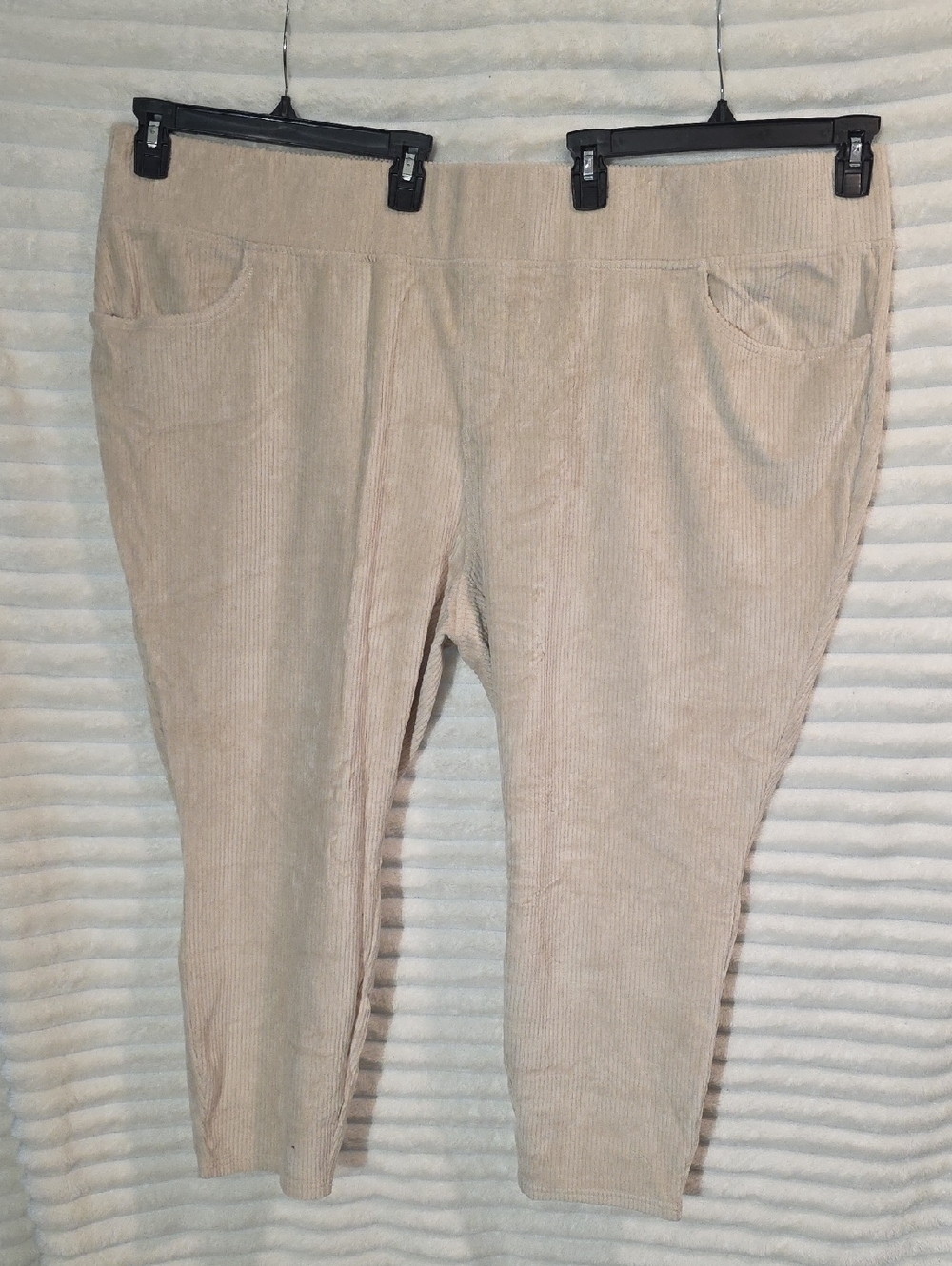 0157 Belle by Kim Gravel Beige Corduroy Ankle Pants